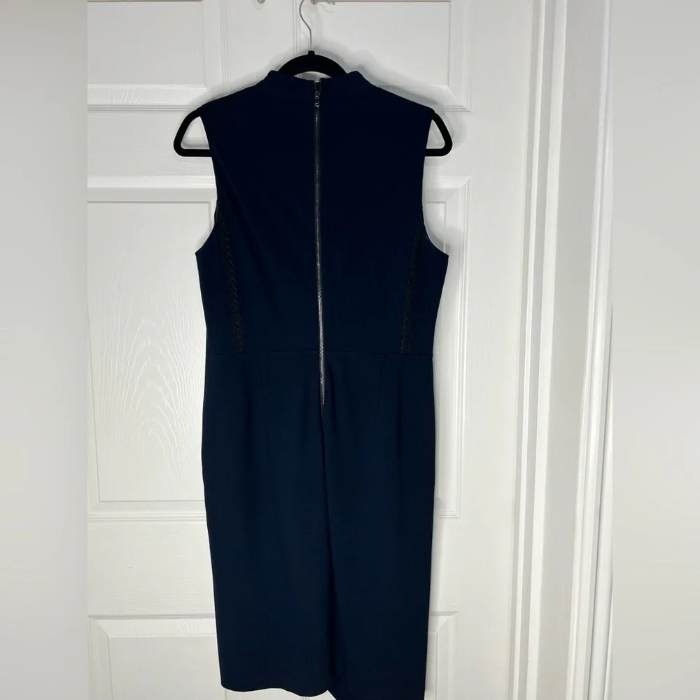 Kobi Halperin Navy Blue Jae Knit Faux Wrap Sheath  Dress Sz 10 - Picture 10 of 10